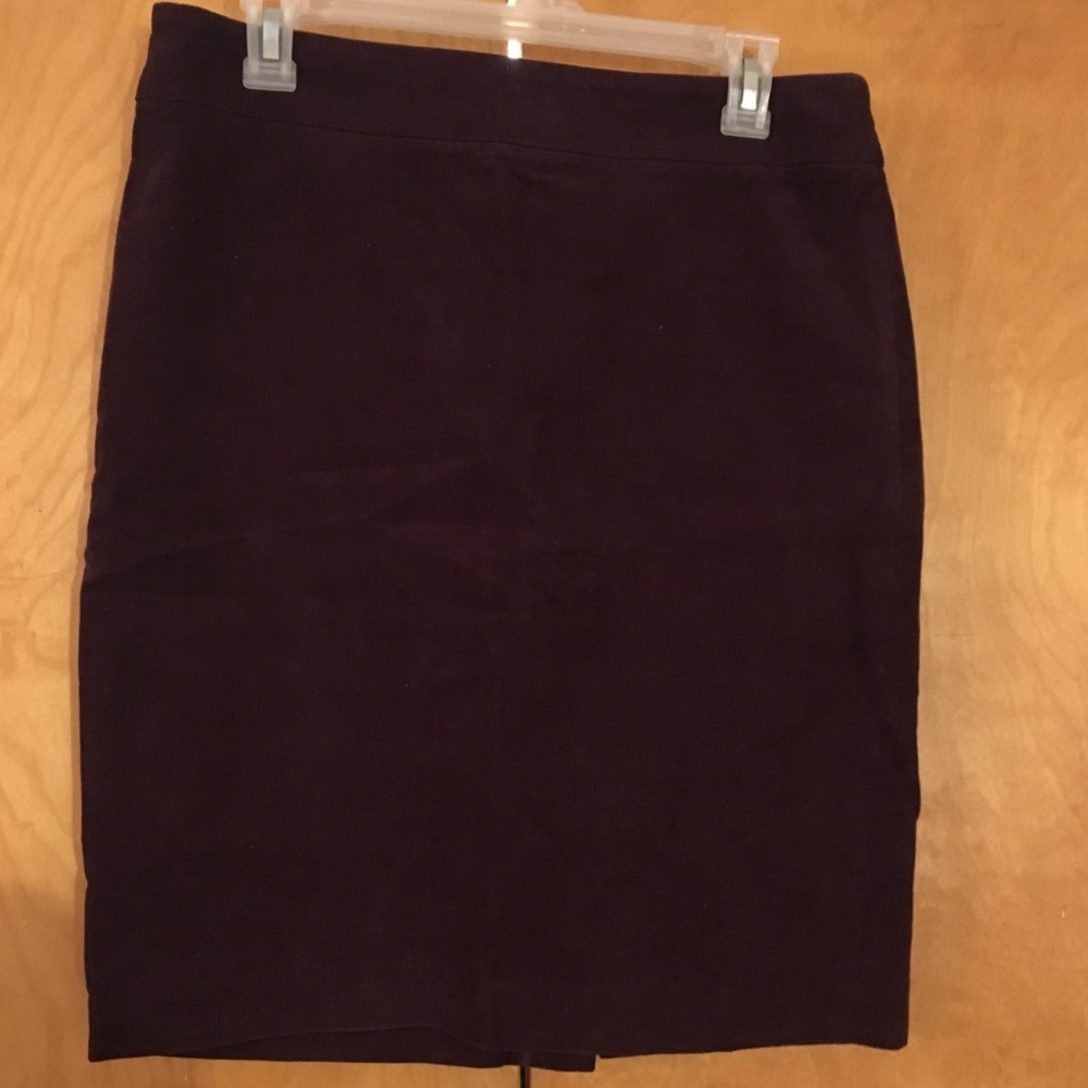 J. Crew Plum Corduroy Pencil Skirt